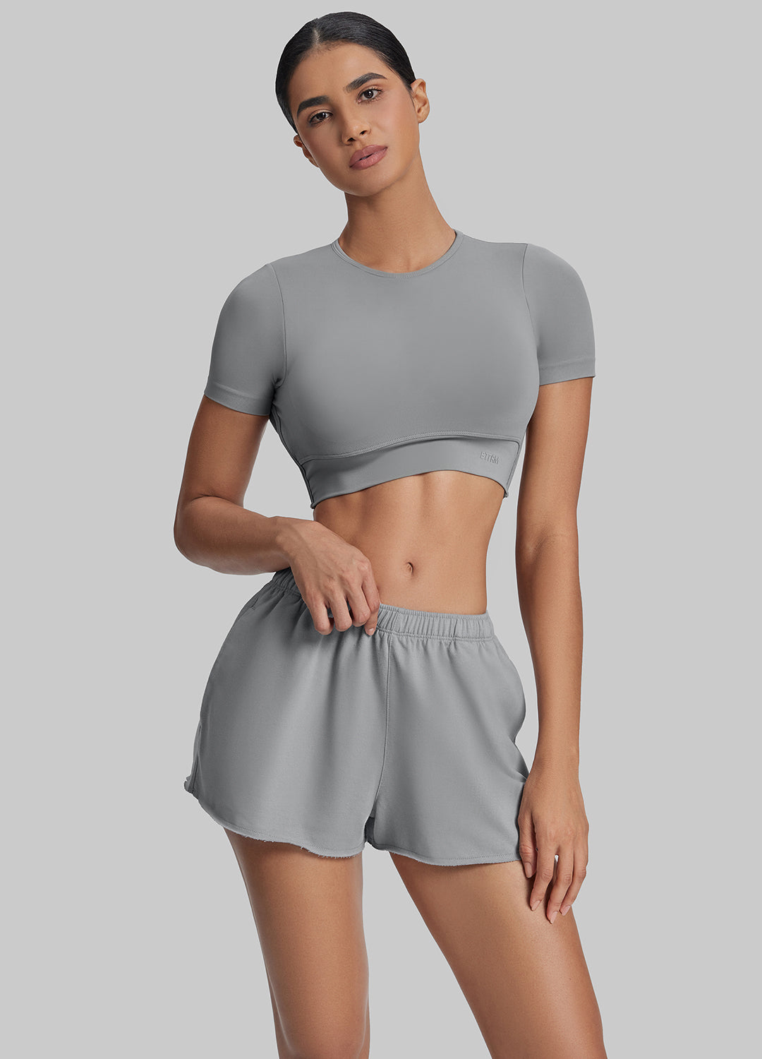 Comfy Mid-Thigh Stretchy Waist French Terry Jersey Shorts (Color