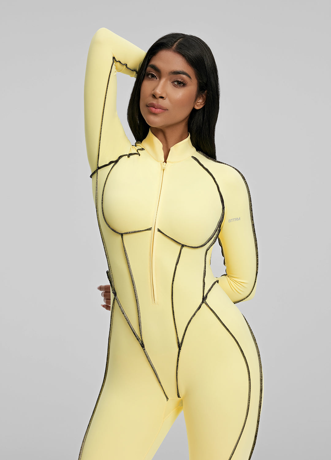 Contour Stitch Catsuit (Color: Lemon Meringue/Black) | BetterMe Store
