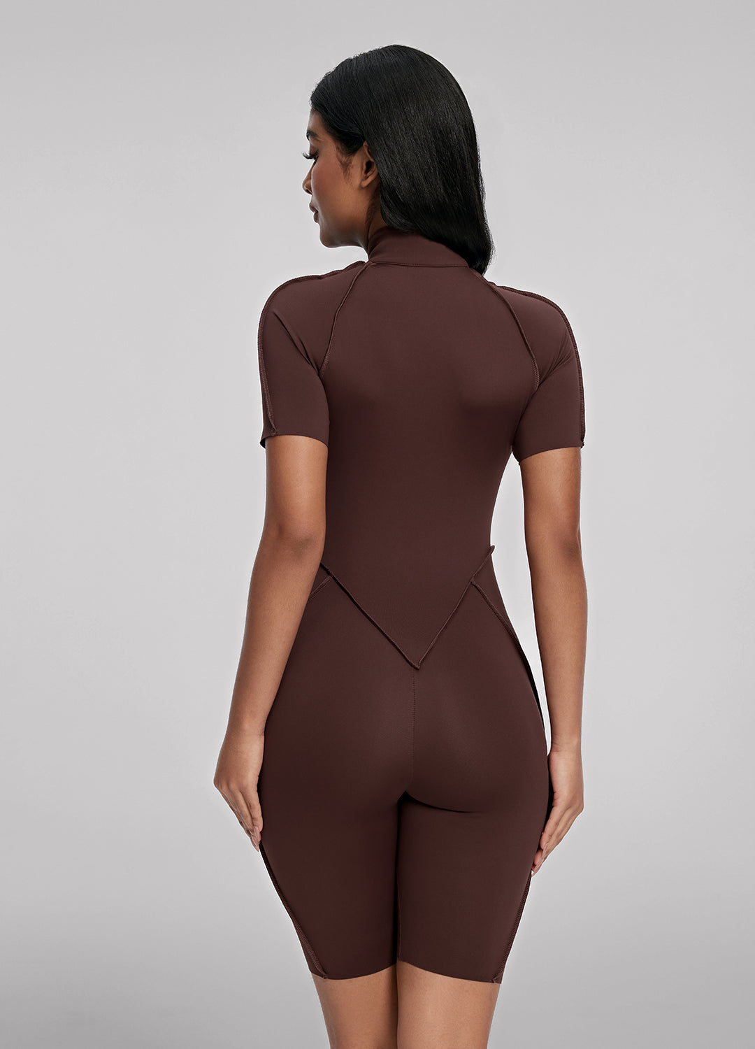 Closed-Back Shorts Catsuit (Color: Chocolate) | BetterMe Store