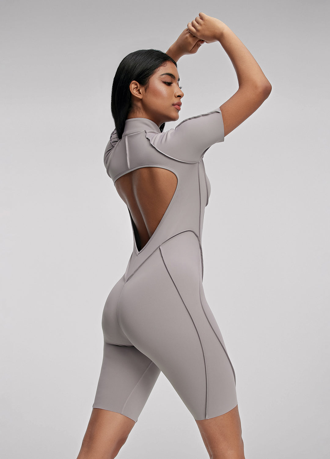 Sleek Shorts Catsuit (Color: Cool Gray) | BetterMe Store