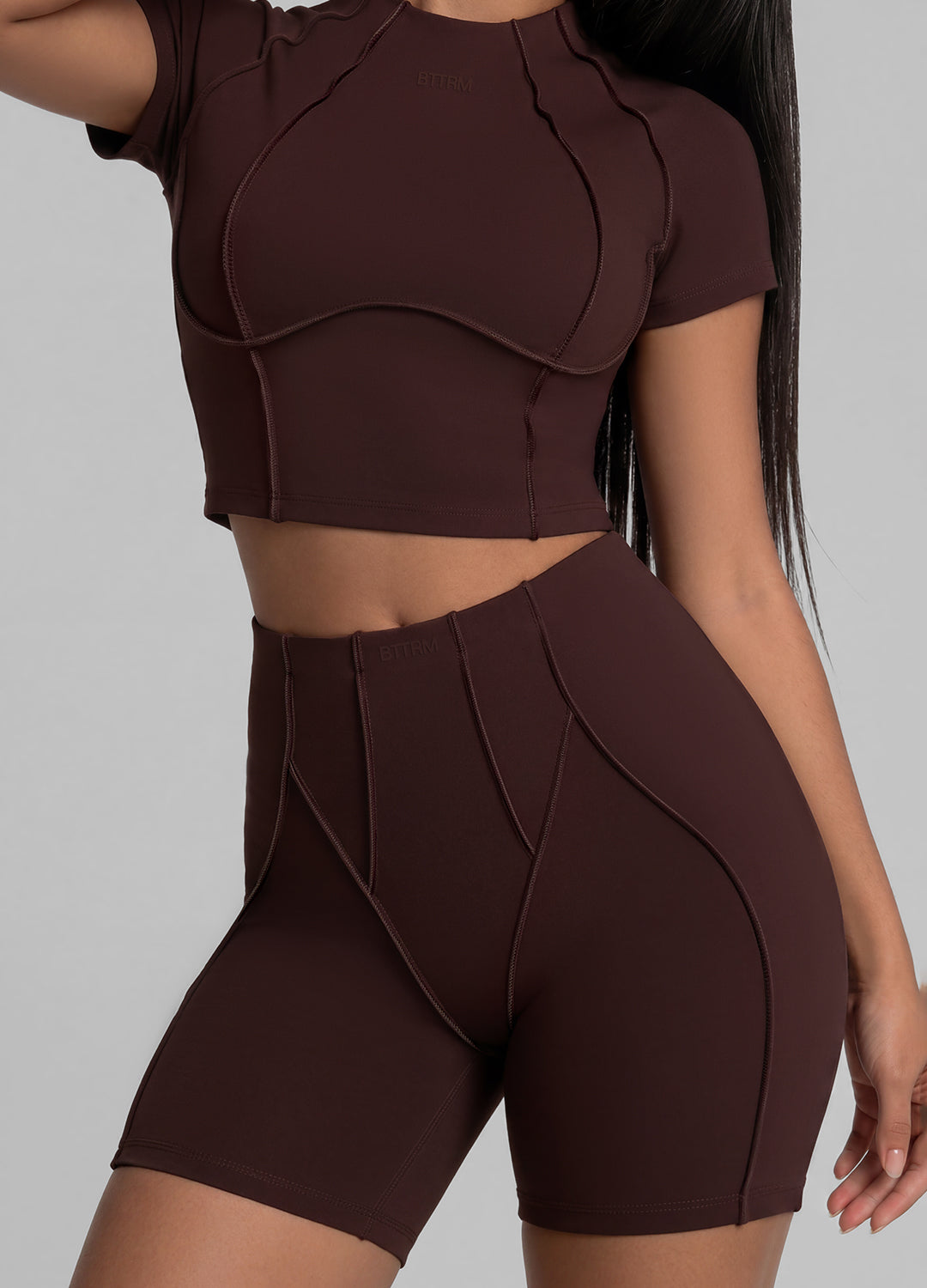 Contour Stitch Micro Shorts (Color: Chocolate) | BetterMe Store