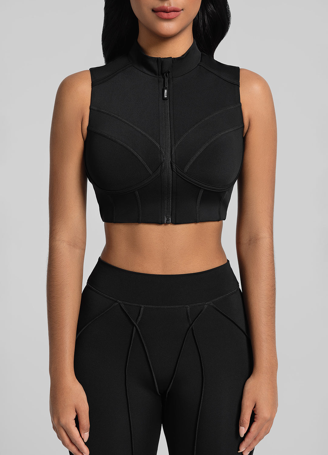 High-Neck Zip-Up Top (Color: Black) | BetterMe Store
