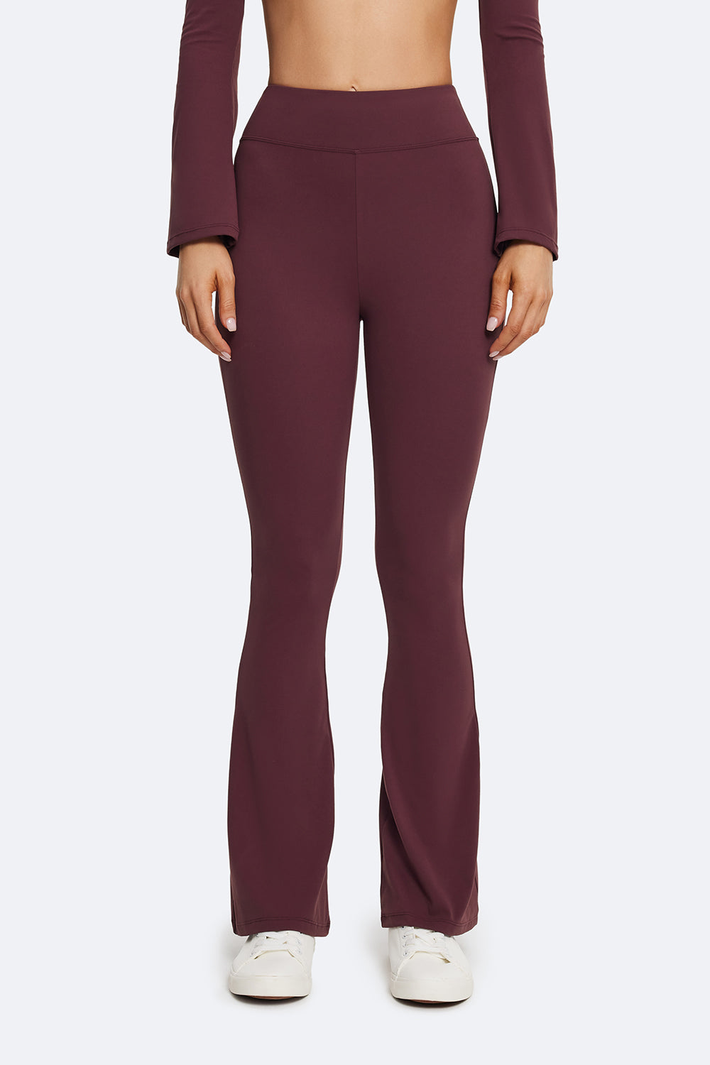 High-Waisted Flared Leggings (Color: Burgundy) BetterMe Store
