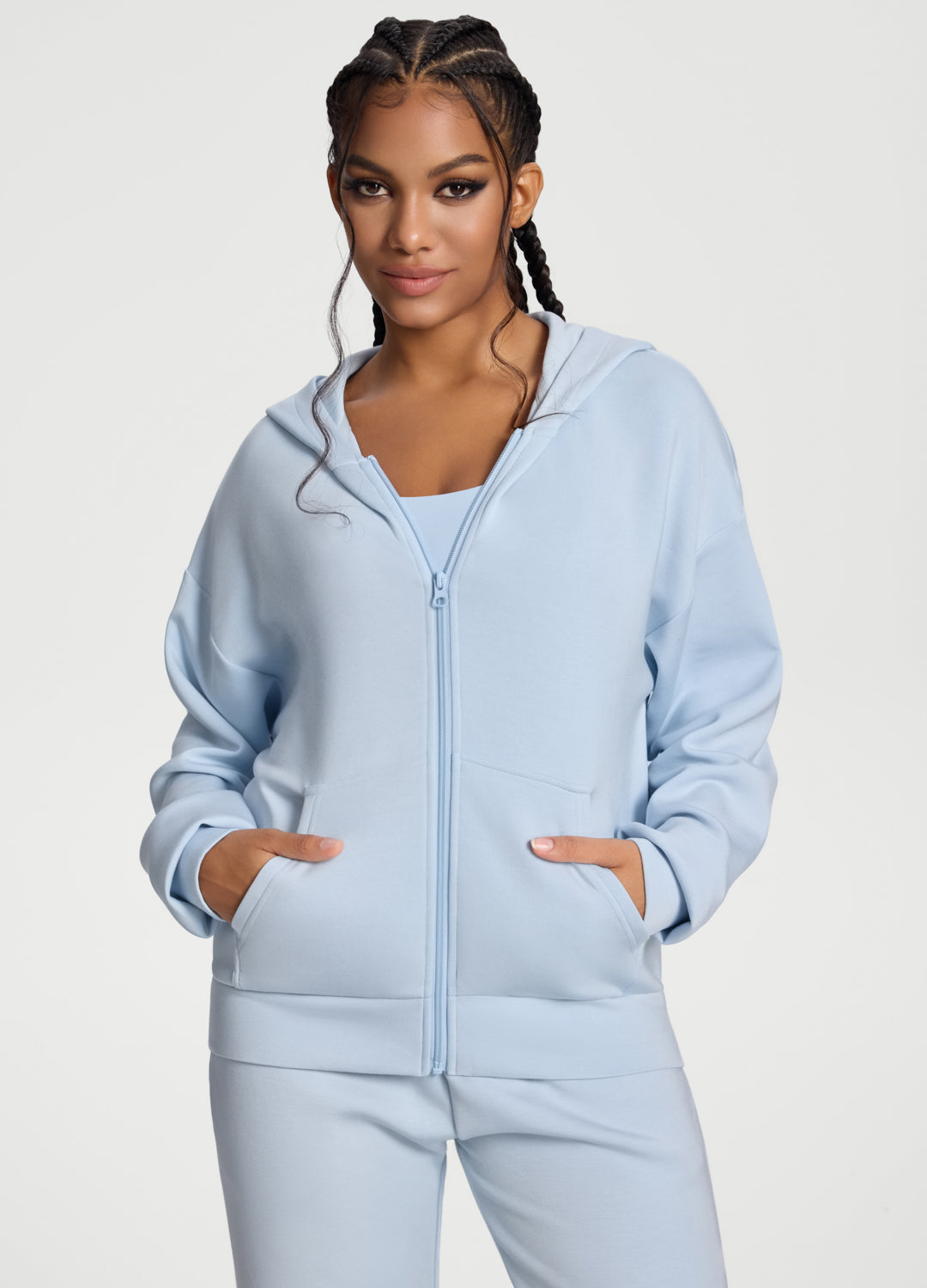 Oversized Zip-Up Hoodie (Color: Sky Blue) | BetterMe Store