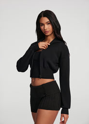 Knit Cropped Zip-Up Jacket