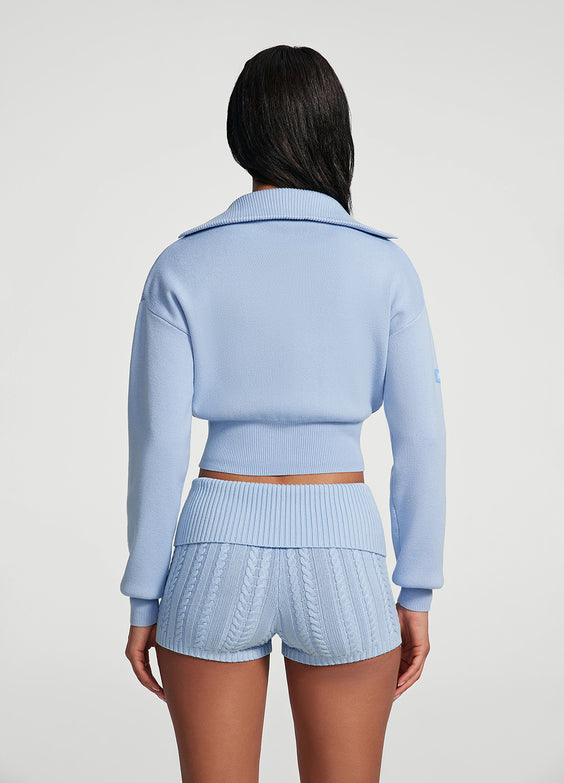 Knit Cropped Zip-Up Jacket