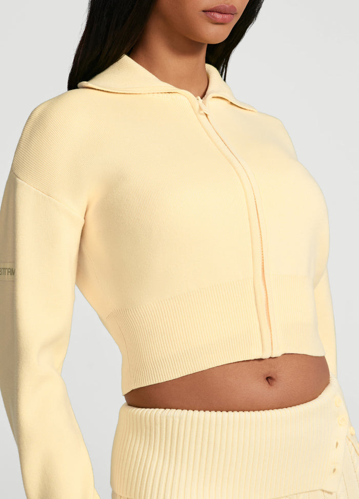 Knit Cropped Zip-Up Jacket