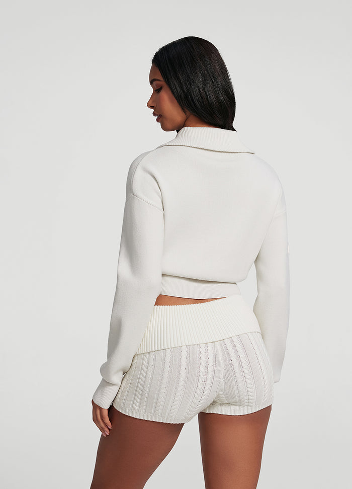 Knit Cropped Zip-Up Jacket