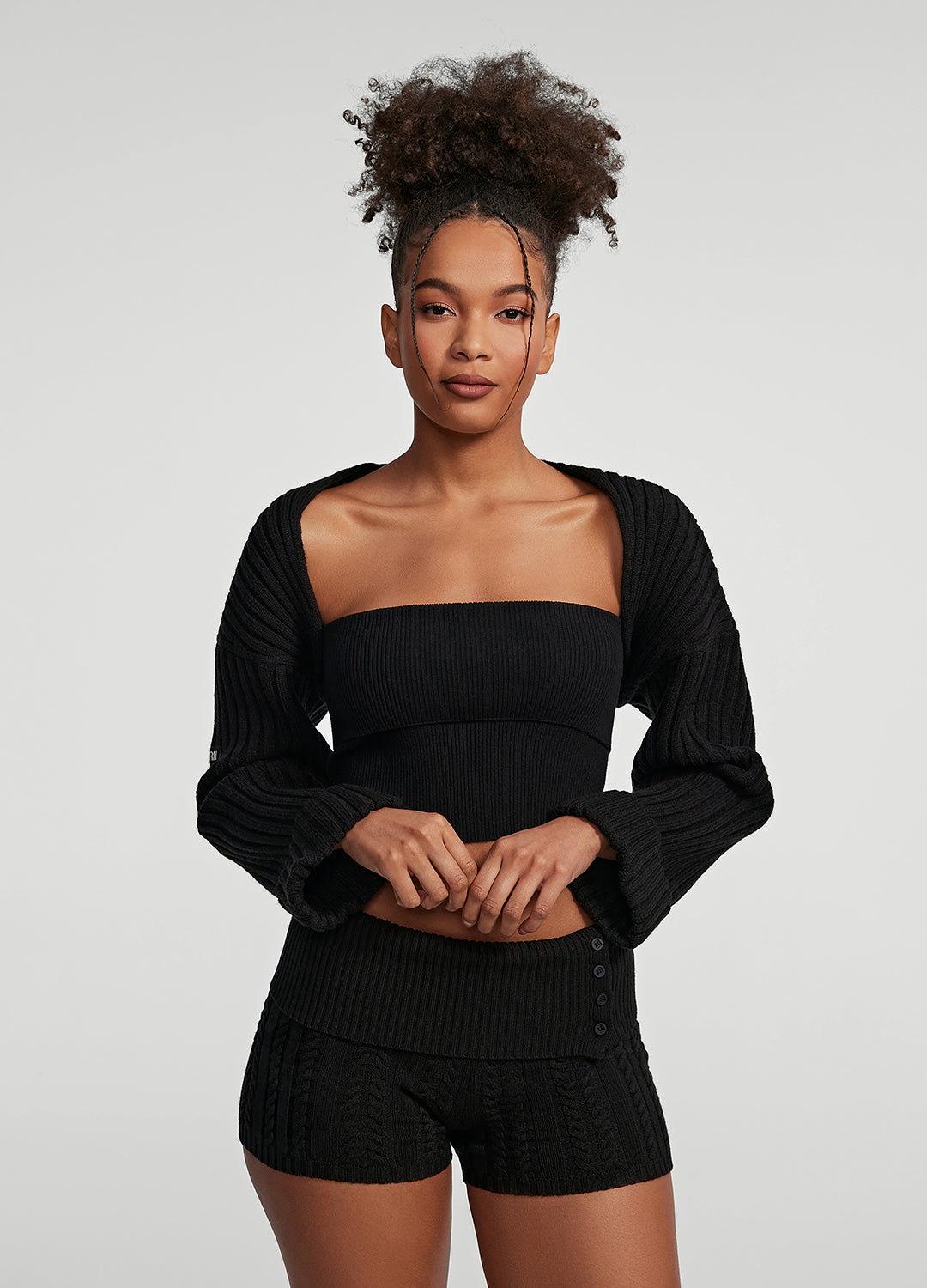 Ribbed Knit Shrug (Color: Black) | BetterMe Store