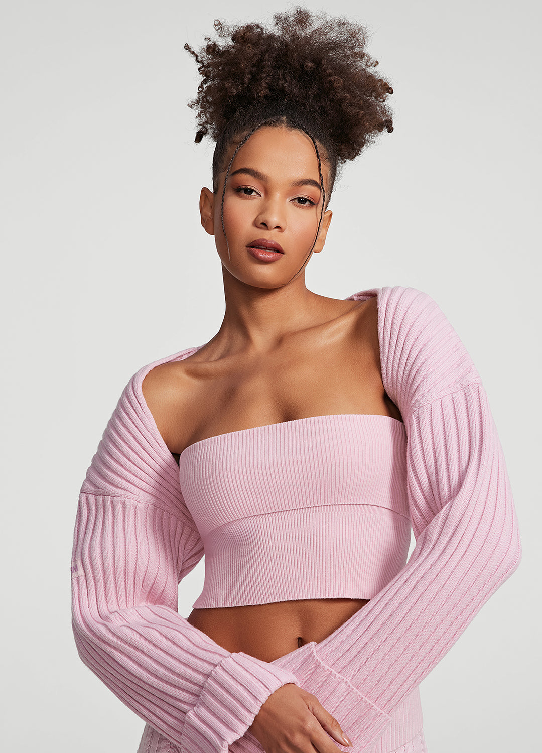 Ribbed Knit Shrug (Color: Ballet Pink) | BetterMe Store