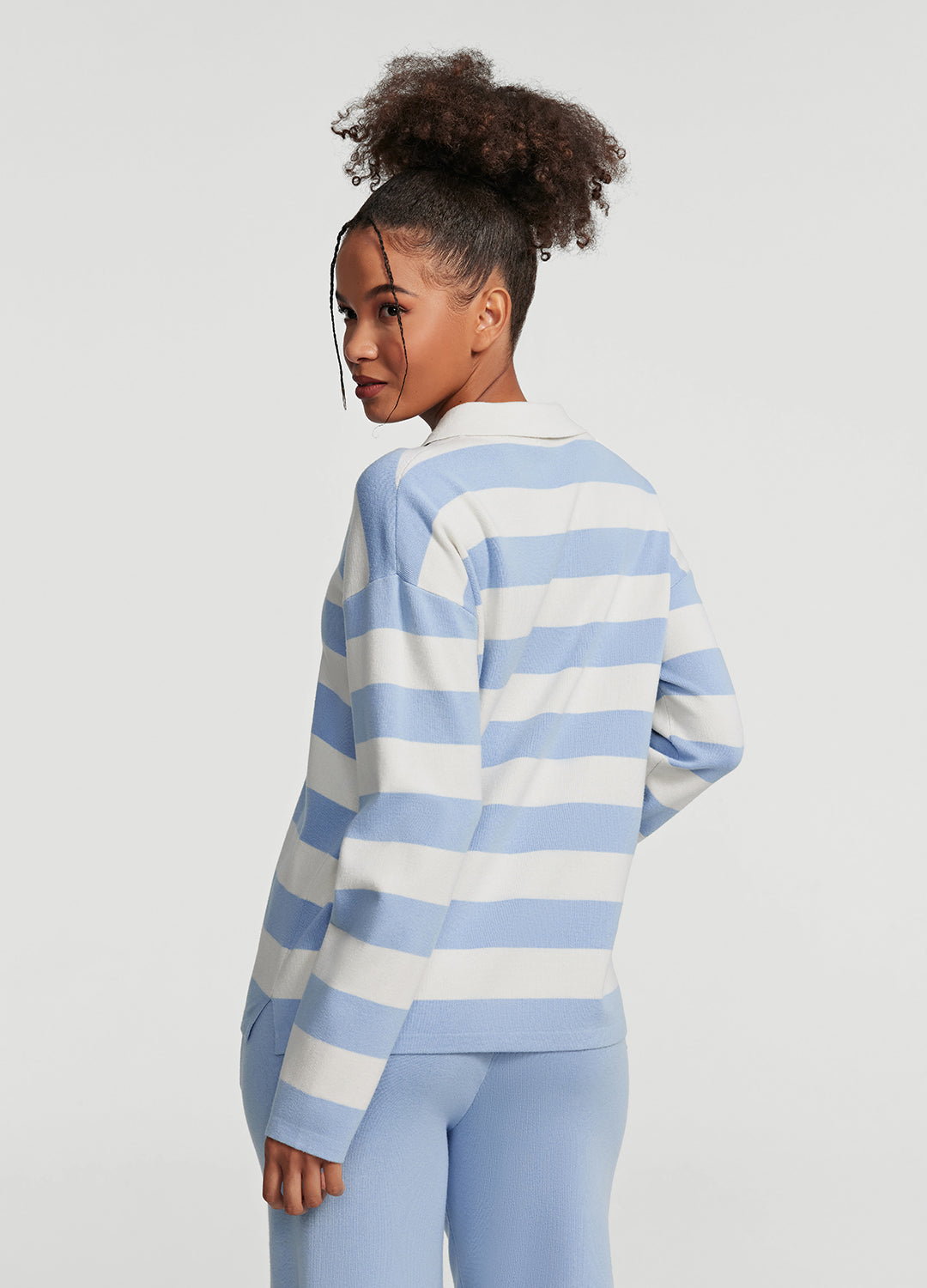 Varsity Striped Rugby Shirt (Color: Sky Blue/White) | BetterMe Store