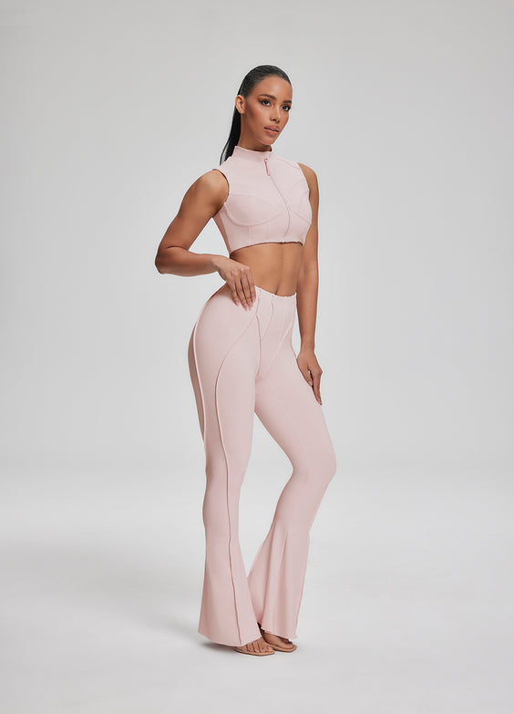Top Cropped com Zíper e Gola Alta  