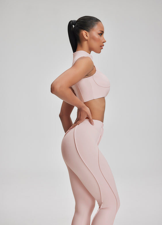 Top Cropped com Zíper e Gola Alta  