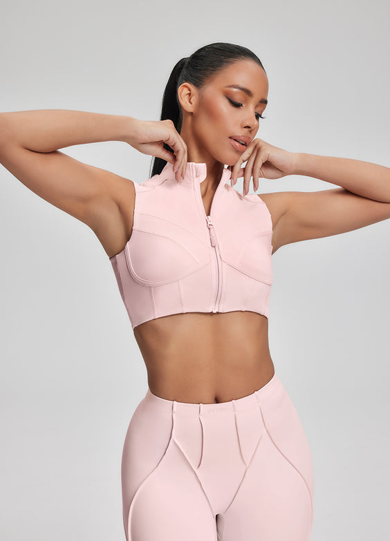 Top con Zip a Collo Alto
