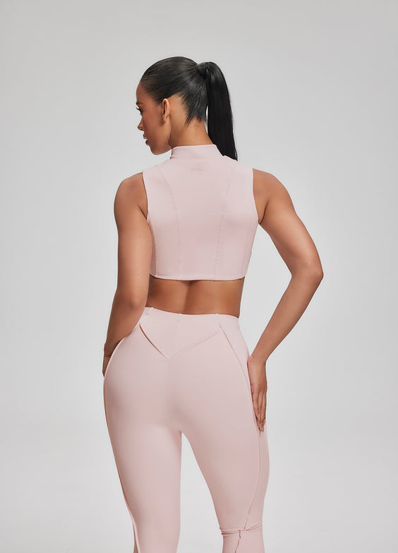 Top Cropped com Zíper e Gola Alta  