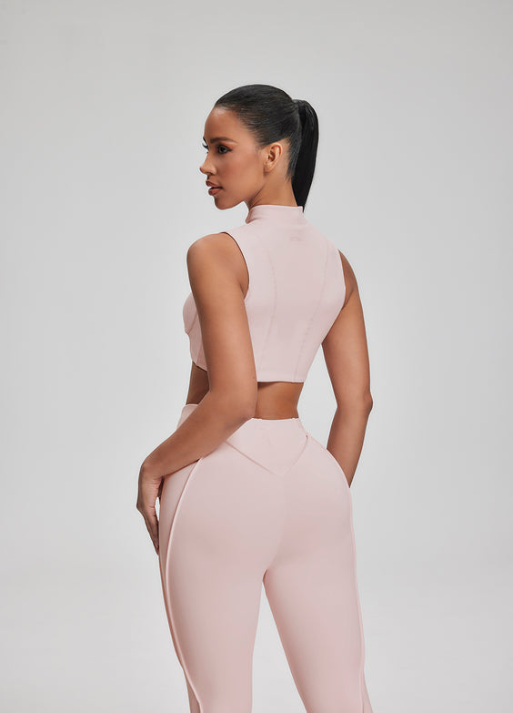 Top Cropped com Zíper e Gola Alta  