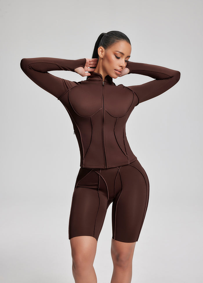 Contour Zip-Up Long Sleeve Top
