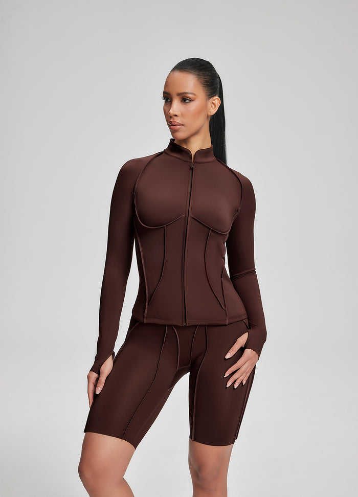 Contour Zip-Up Long Sleeve Top