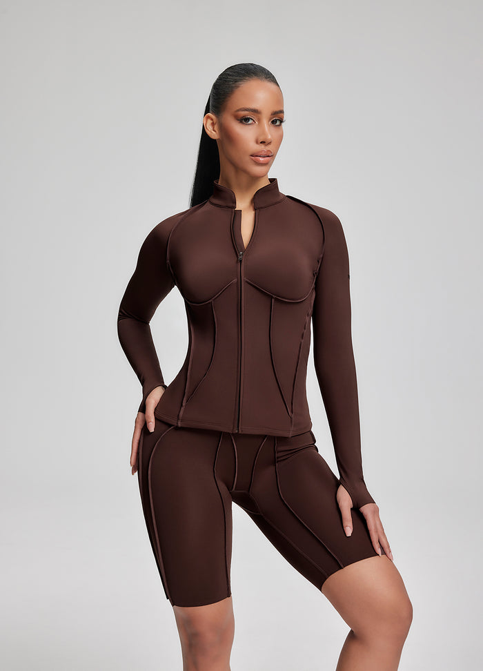 Contour Zip-Up Long Sleeve Top