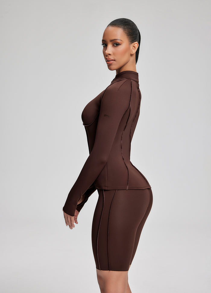 Contour Zip-Up Long Sleeve Top