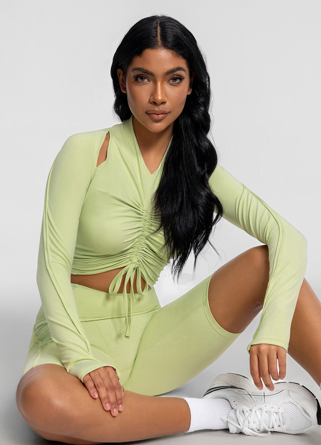 Drawstring Crop Top (Color: Cool Matcha) | BetterMe Store