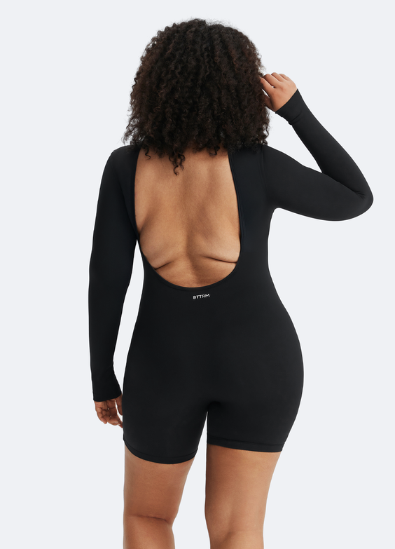 Body de manga longa com costas em U