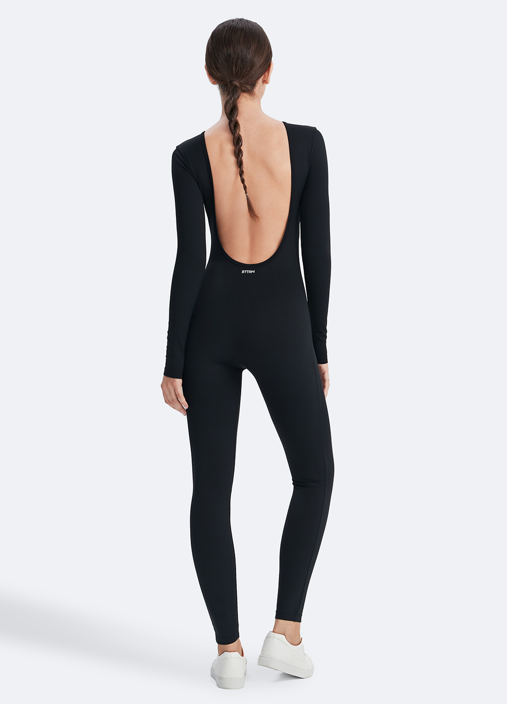 Long sleeve open back jumpsuit sales
