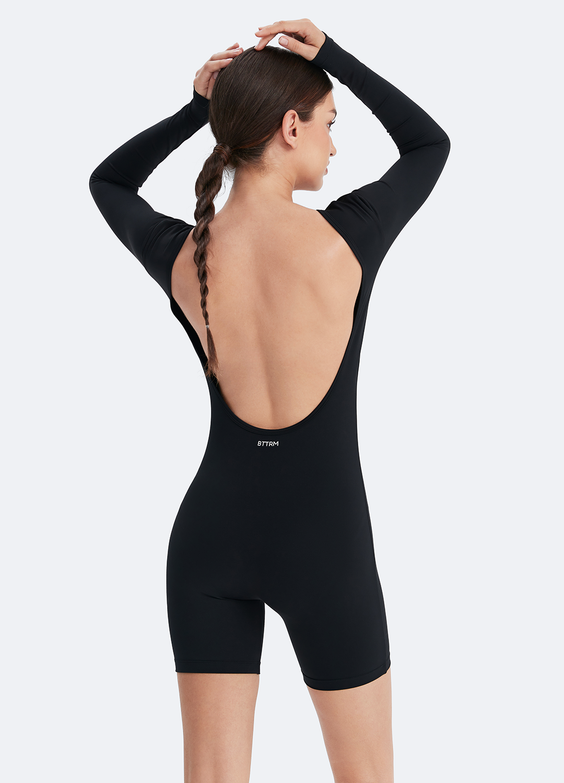 Body de manga longa com costas em U