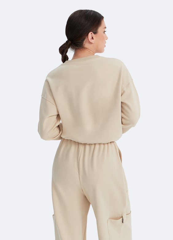 Cropped Sweatshirt mit Kordelzug