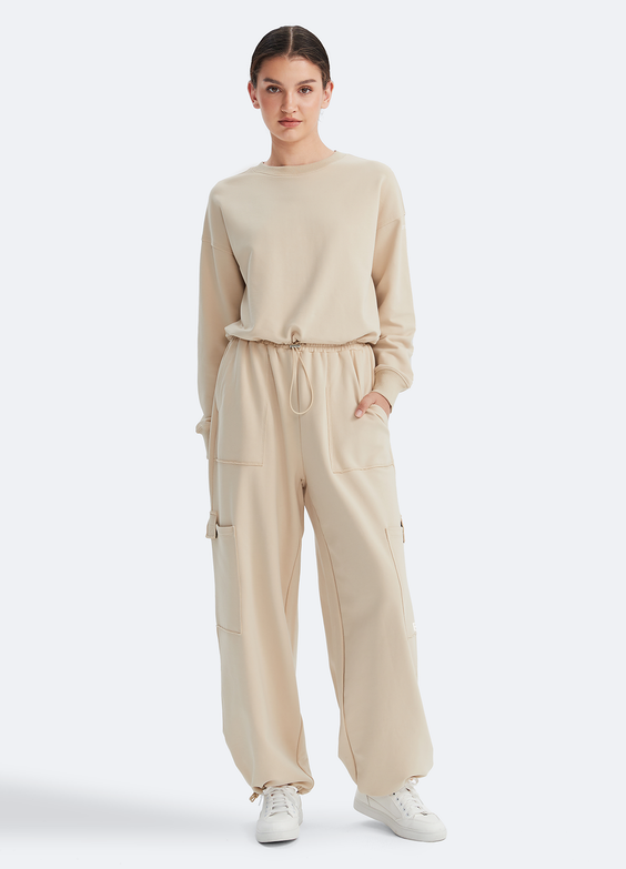 Cropped Sweatshirt mit Kordelzug