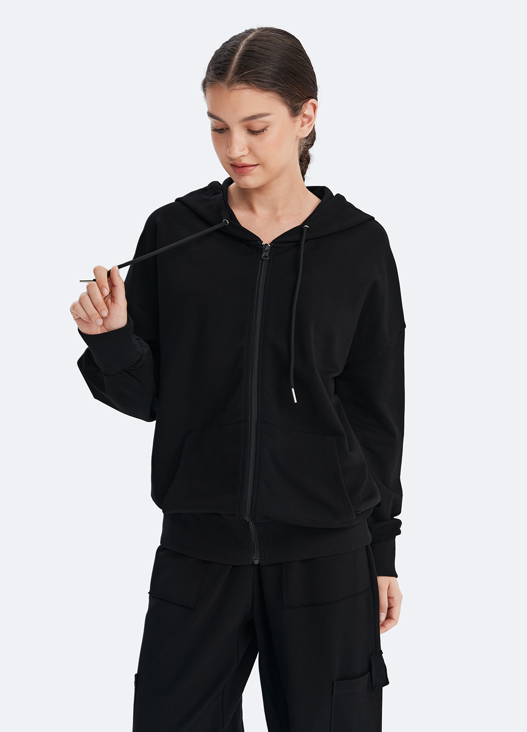 Zip Up Hoodie with Pockets (Color: Black) | BetterMe Store