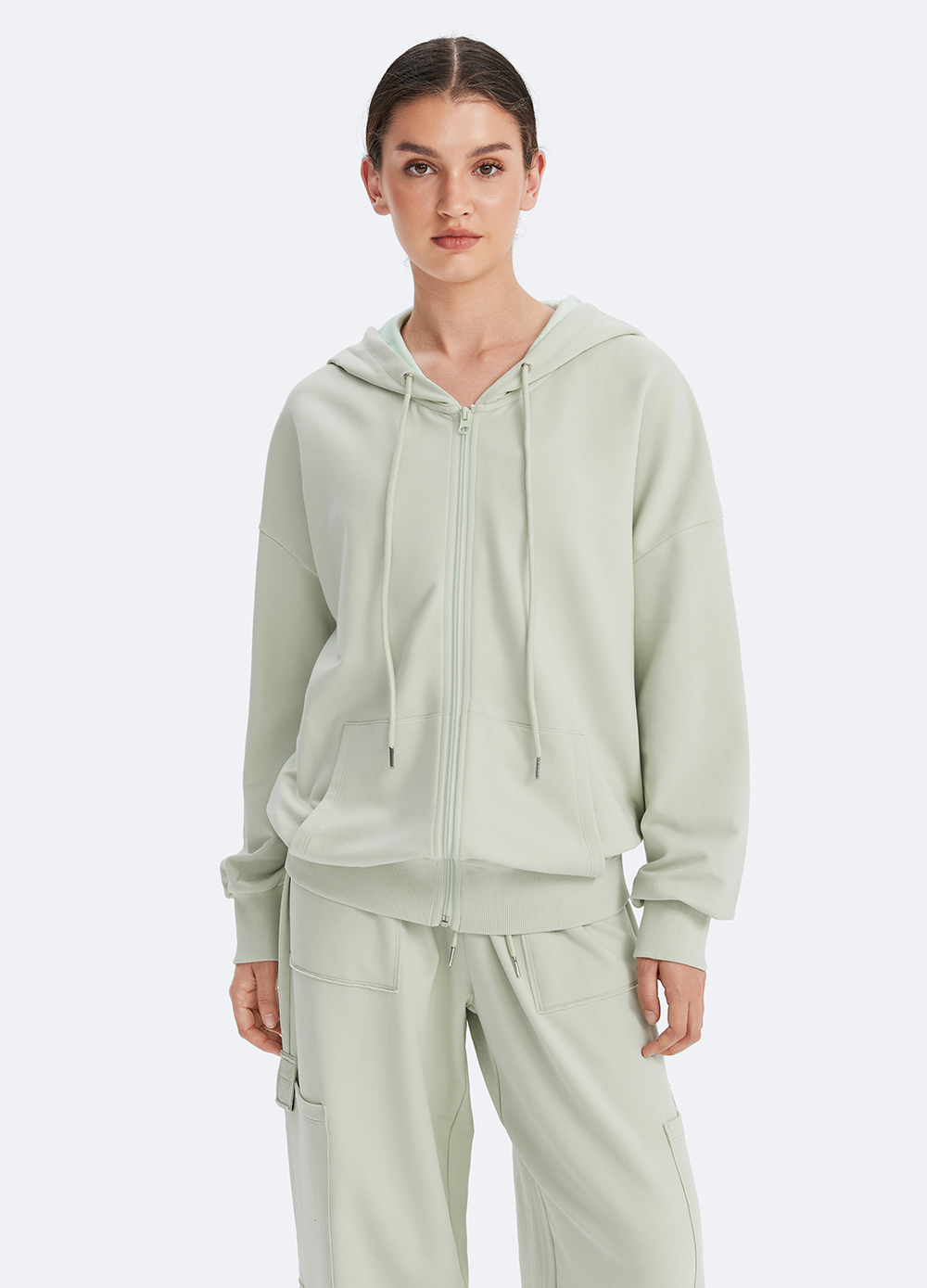 BetterMe Fresh Mint Green Zip Up Hoodie with Pockets for women