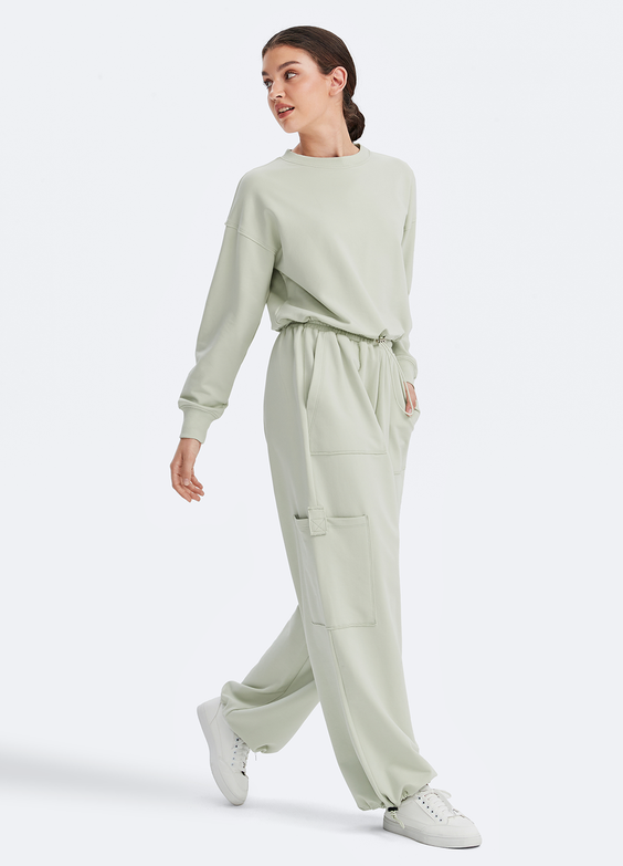 Cropped Sweatshirt mit Kordelzug