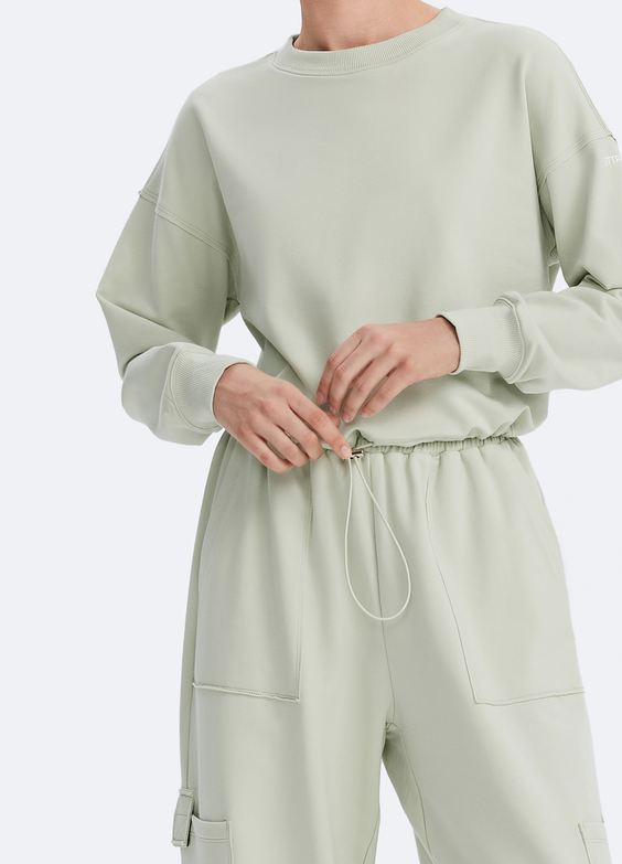 Cropped Sweatshirt mit Kordelzug
