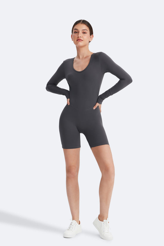 Body a maniche lunghe con schiena a U