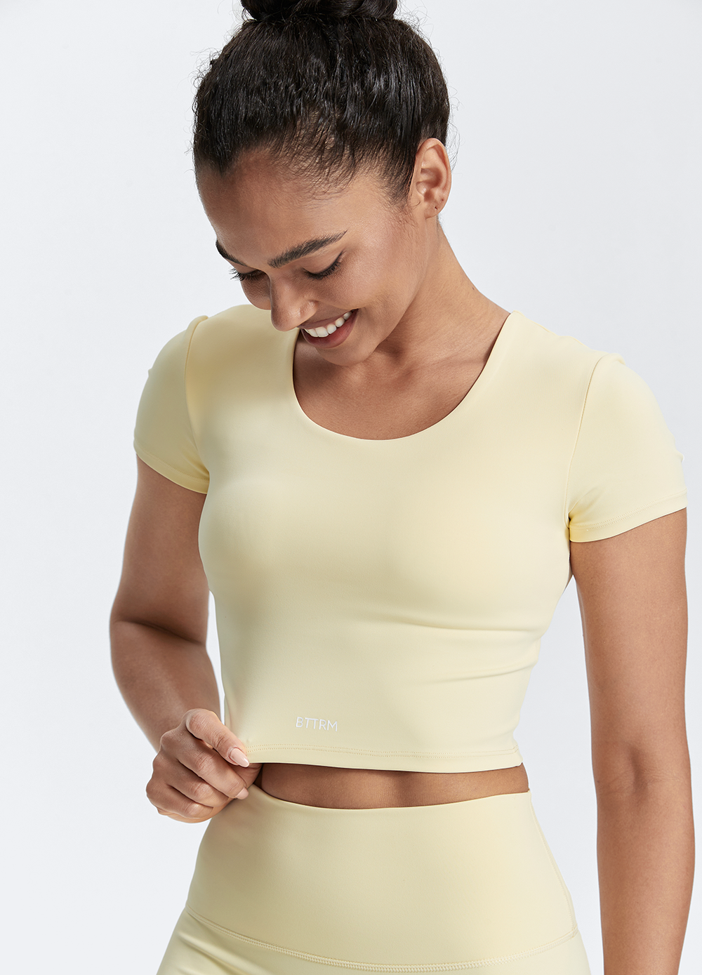 Pastel yellow crop top shop