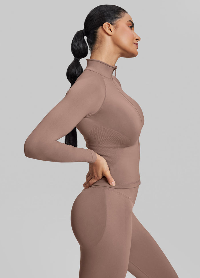 Ultrasculpt Longline Full Zipper Seamless Breathable Warm Jacket