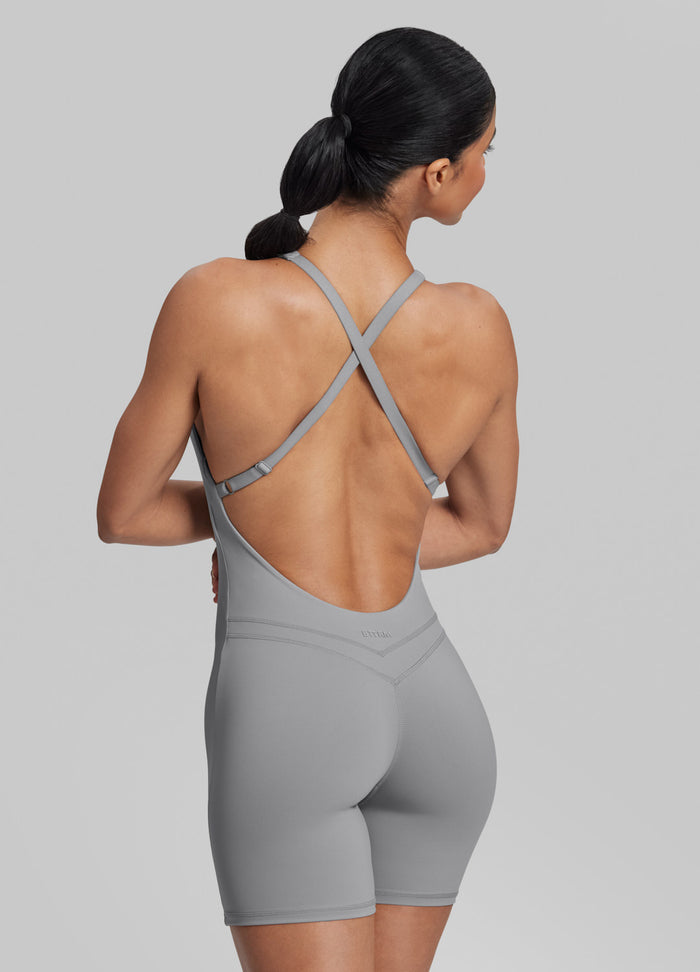 Form-Fitting Shorts Crossback Built-in Bra Sweat-Wicking Bodysuit