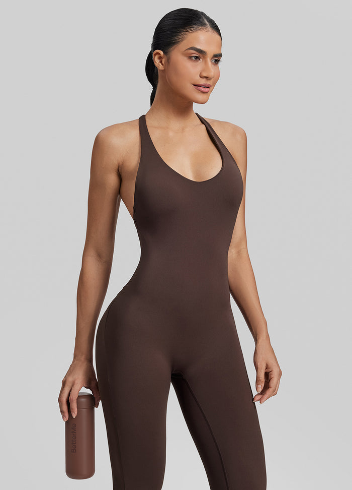 Body Aderente e Traspirante con Reggiseno Incorporato e Incrocio sulla Schiena