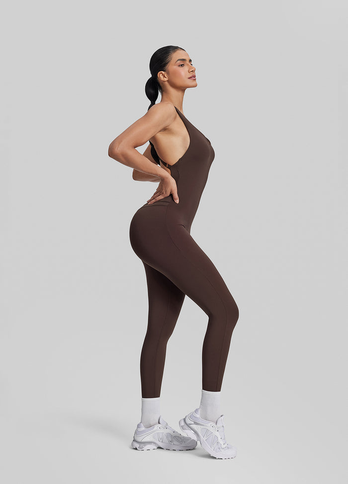 Body Aderente e Traspirante con Reggiseno Incorporato e Incrocio sulla Schiena