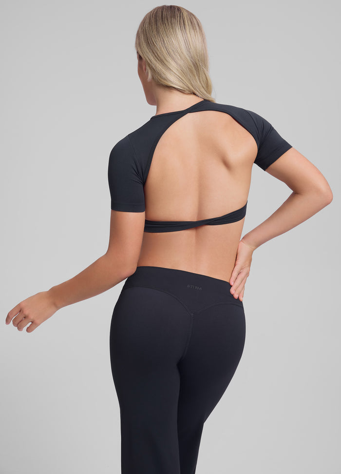 Ultrasculpt Crew Neckline Backless Removable Bra Cups Seamless Crop Top