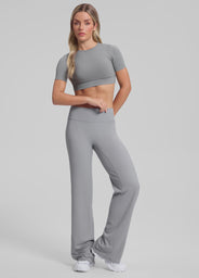 High-Rise Straight Leg Flowy Stretchy Soft Sweat-Wicking Bottoms