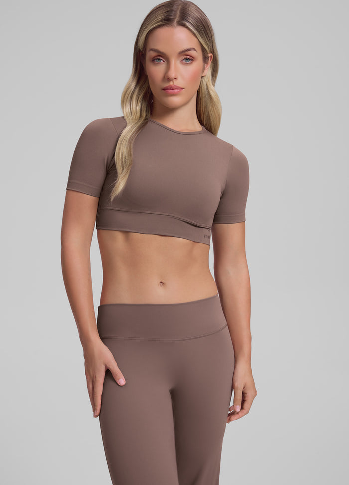 Ultrasculpt Crew Neckline Backless Removable Bra Cups Seamless Crop Top