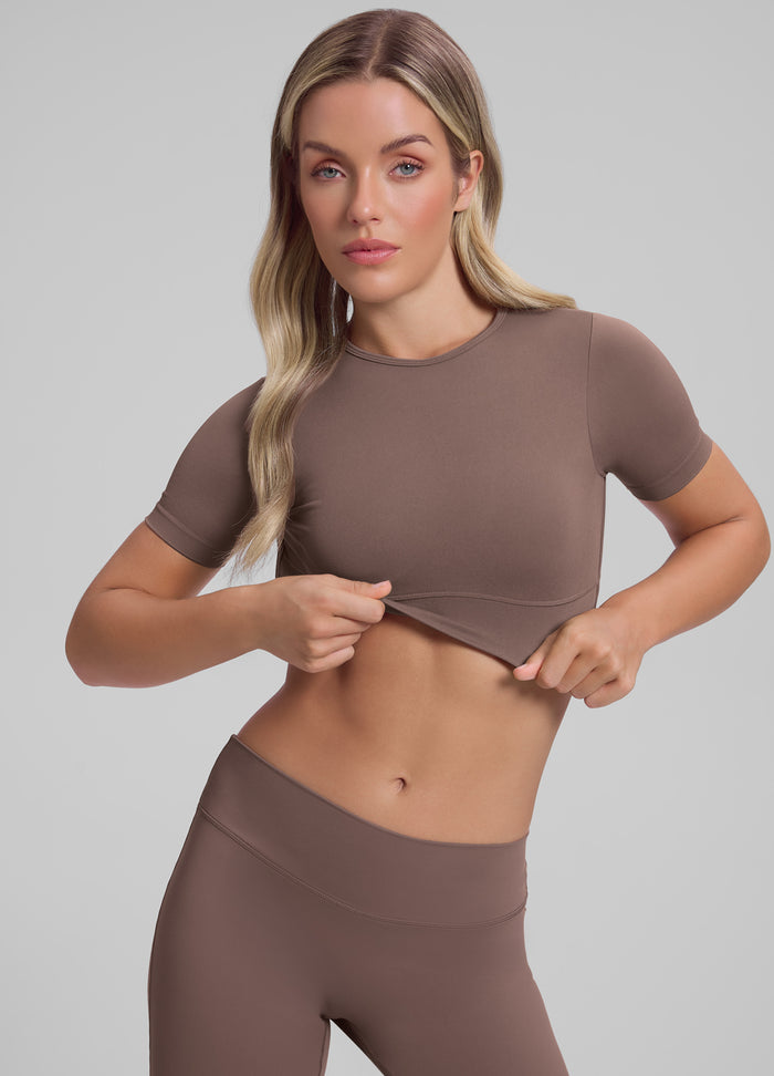 Ultrasculpt Crew Neckline Backless Removable Bra Cups Seamless Crop Top