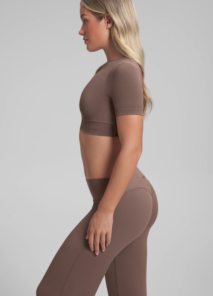 Ultrasculpt Crew Neckline Backless Removable Bra Cups Seamless Crop Top