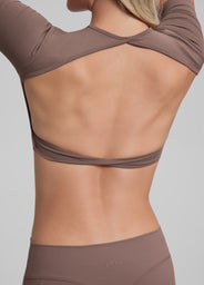 Ultrasculpt Crew Neckline Backless Removable Bra Cups Seamless Crop Top