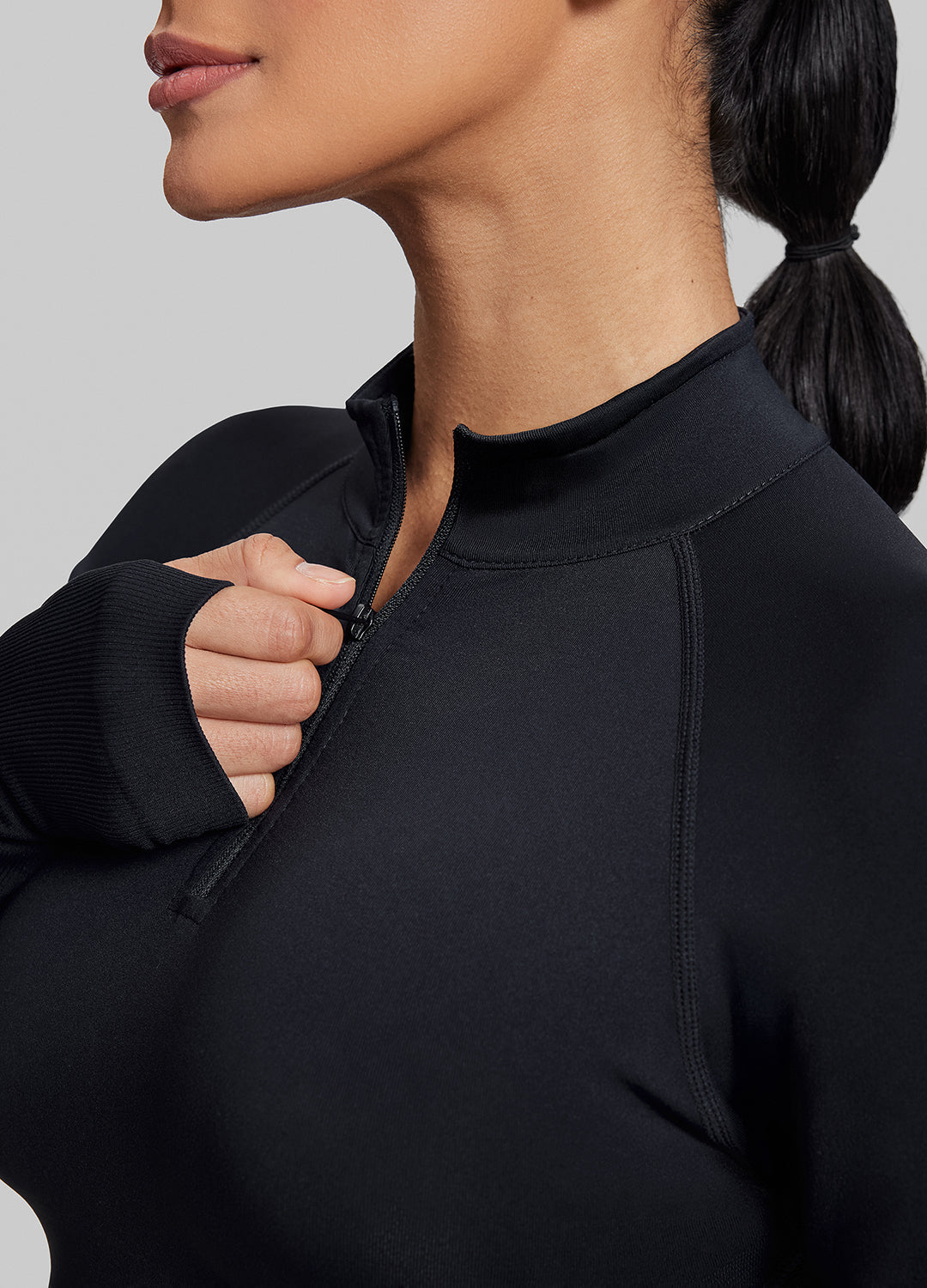 SculptMe Longline Form-Fitting Seamless Thumb Hole Twill Knit Half