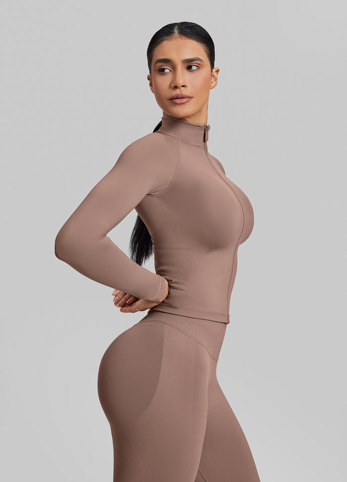 Ultrasculpt Longline Full Zipper Seamless Breathable Warm Jacket