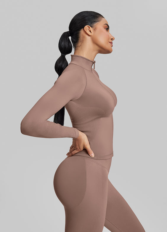 Ultrasculpt Longline Full Zipper Seamless Breathable Warm Jacket