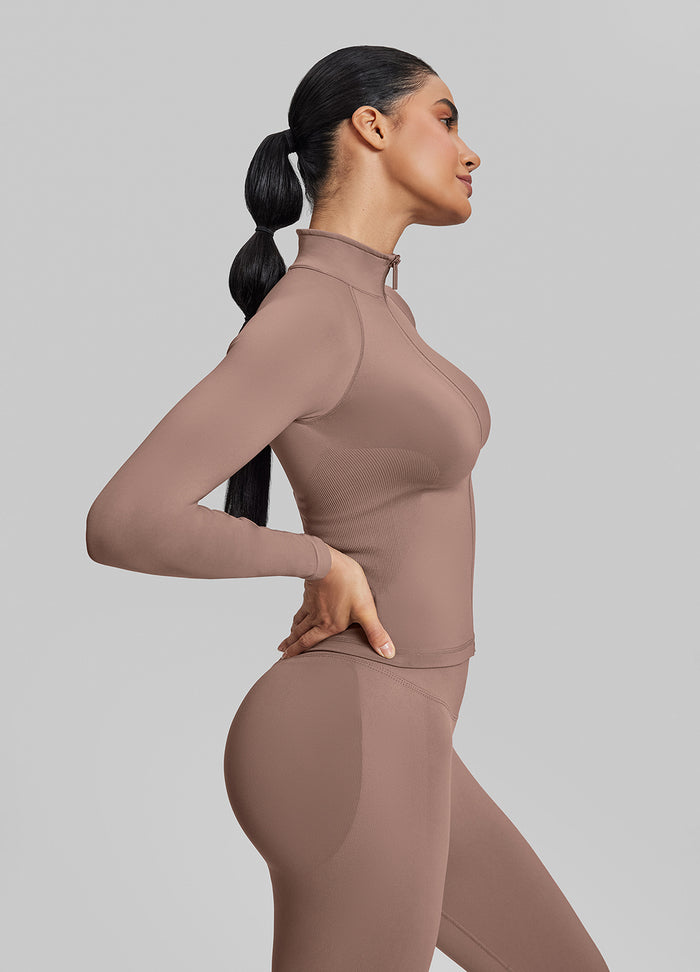 Ultrasculpt Longline Full Zipper Seamless Breathable Warm Jacket